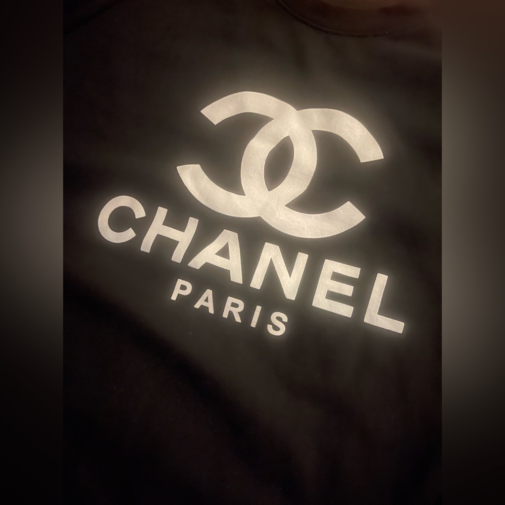 Chanel Black Crewneck Sweatshirt with White Logo - Picture 2 of 6